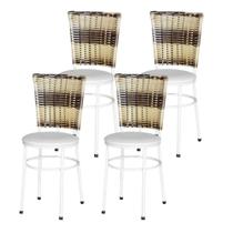 Jogo 4 Cadeiras Para Cozinha Branca Hawai Cappuccino Premium