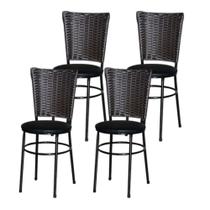 Jogo 4 Cadeiras Para Cozinha Preta Hawai Café - Lamar Design