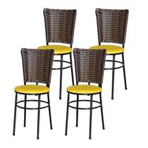 Jogo 4 Cadeiras Para Cozinha Preta Hawai Cappuccino - Lamar Design