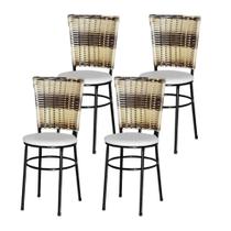 Jogo 4 Cadeiras Para Cozinha Preta Hawai Cappuccino Premium - Lamar Design