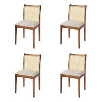 Jogo 4 Cadeiras para Jantar Juliana Jequitibá Terra Estrutura em Madeira Maciça Linho Bege