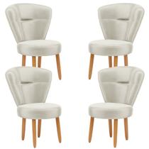 Jogo 4 Cadeiras Para Recepção Sala de Jantar Cozinha Moderna Pés de Madeira Resistente
