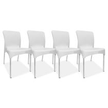 Jogo 4 Cadeiras plástica Sec Line Branca com pés de Alumínio Cozinha Sala - INJEPLASTEC