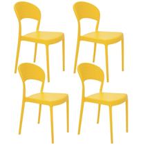 Jogo 4 Cadeiras Plásticas Resistentes Empilháveis Tramontina Sissi Encosto Fechado Amarelo Jogo 4 Cadeiras Plásticas Resistentes Empilháveis Tramontina Sissi Encosto Fechado Amarelo