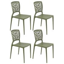Jogo 4 Cadeiras Plásticas Tramontina Joana Decorada para Mesa Verde Oliva Cozinha Sala Área Gourmet Jogo 4 Cadeiras Plásticas Tramontina Joana Decorada para Mesa Verde Oliva Cozinha Sala Área Gourmet