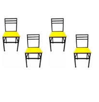 Jogo 4 Cadeiras Reforçada Para Cozinha Epoxi Amarelo