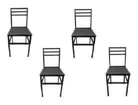 Jogo 4 Cadeiras Reforçada Para Cozinha Epoxi Preto - clevie store