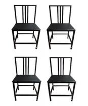 Jogo 4 Cadeiras Reforçada Para Cozinha Luxo Preto