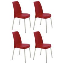 Jogo 4 Cadeiras Tramontina Summa Vanda Plástico Pés Alumínio Jardim Área Gourmet Cozinha Vermelho Jogo 4 Cadeiras Tramontina Summa Vanda Plástico Pés Alumínio Jardim Área Gourmet Cozinha Vermelho