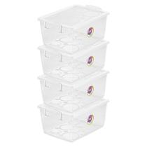 Jogo 4 Caixas Organizadoras Trava E Tampa 4 Litros Cristal