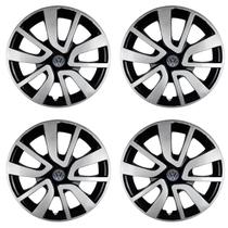 Jogo 4 Calota 15 Preto Prata Fox Spacefox Polo Golf Bora A