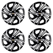 Jogo 4 Calota 15 Preto Prata Onix Hatch Plus 2020 2022 2024 A