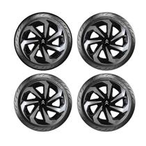 Jogo 4 Calota Aro 15 Prata Preta Citroen C3 C4 Pallas
