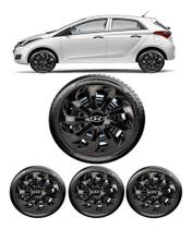 Jogo 4 Calota Aro 15 Preta Citroen C3 C4 2008 A 2012