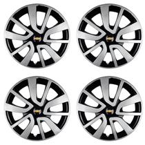 Jogo 4 Calota Aro 15 Preto Prata Agile Cobalt Spin Zafira A