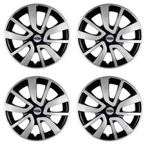 Jogo 4 Calota Aro 15 Preto Prata New Fiesta Focus P
