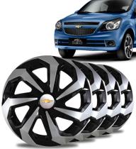 Jogo 4 Calota Black Silver Aro 15 Gm Agile Meriva Vectra