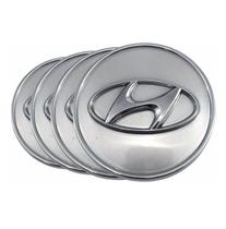 Jogo 4 Calota Calotinha Centro Roda Hyundai Ix35 Tucson Sonata Vera Cruz Santa Fé Azera Prata Cromado 60mm