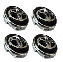 Jogo 4 Calota Calotinha Centro Roda Liga Leve Toyota Corolla Etios Fielder KR R64 Preto com Cromado Jogo 4 Calota Calotinha Centro Roda Liga Leve Toyota Corolla Etios Fielder KR R64 Preto com Cromado