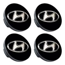 Jogo 4 Calota Calotinha Meio Centro Roda Hyundai HB20 Veloster 2012 a 2019 Preto 59mm