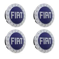 Jogo 4 Calota Calotinha Roda Fiat Punto Strada Palio Siena Mobi Cronos 49,6mm Azul