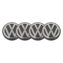 Jogo 4 Calota Calotinha Tampa Miolo Centro Roda Emblema Volkswagen Vw Boton Cromado 57 Mm
