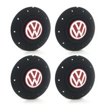 Jogo 4 Calota Centro Roda Ferro VW Amarok Aro 13 14 15 4 Furos Preta Fosca Emblema Vermelha