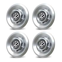 Jogo 4 Calota Centro Roda VW Saveiro Modelo Novo 4 Furos Prata