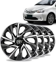 Jogo 4 Calota Ds4 Aro 14 Black Silver Esportiva Toyota Etios