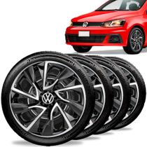 Jogo 4 Calota Esportiva Ds4 Aro 14 Preta Prata Vw Gol Fox Up