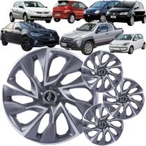 Jogo 4 Calota Esportiva Modelo DS4 Aro 13 Polegadas Grafite com Prata Universal Elitte