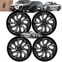 Jogo 4 Calota Esportiva Modelo DS4 Aro 13 Polegadas Preto com Dourado Universal Elitte Jogo 4 Calota Esportiva Modelo DS4 Aro 13 Polegadas Preto com Dourado Universal Elitte