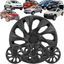 Jogo 4 Calota Esportiva Modelo DS4 Aro 13 Polegadas Preto Fosco Universal Elitte