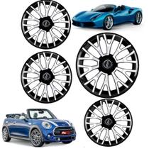 Jogo 4 Calota Esportiva Modelo Triton Preta Prata Aro 13 Polegadas Elitte Universal