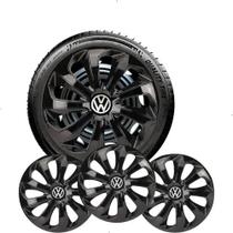 Jogo 4 Calota Esportiva Preto Aro 15 Vw Gol 95 96 97 98 99