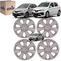 Jogo 4 Calota Etios 2014 ate 2020 Aro 14 Polegadas Encaixe pressão Grid