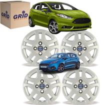 Jogo 4 Calota Fiesta Sedan 2011 ate 2014 Aro 14 Polegadas Grid Cubo Baixo Emblema Ford Degrade