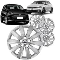 Jogo 4 Calota Fox Polo 2005 ate 2020 Aro 14 Polegadas Cubo Padrão 5 Furos Grid com Emblemas