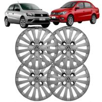 Jogo 4 Calota Gol Voyage 2000 até 2015 Aro 14 Polegadas Cubo Alto Grid com Emblema