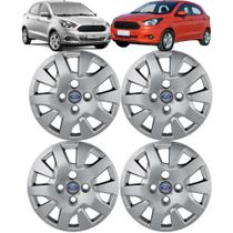 Jogo 4 Calota KA 2019 Aro 14 Polegadas Parafuso Cubo Baixo Grid com Emblema