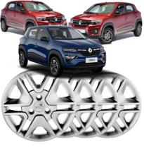 Jogo 4 Calota Kwid 2018 ate 2021 Aro 14 Polegadas Parafuso Cubo Alto Grid