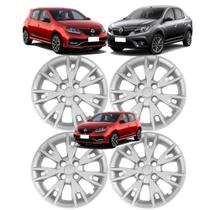 Jogo 4 Calota Logan Sandero 2020 Aro 15 Polegadas Cubo Padrão Grid