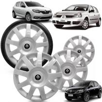 Jogo 4 Calota Logan Sandero Clio 2009 Aro 14 Polegadas Encaixe Pressão Grid com Emblema Jogo 4 Calota Logan Sandero Clio 2009 Aro 14 Polegadas Encaixe Pressão Grid com Emblema