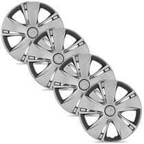 Jogo 4 Calota Modelo Esportiva Nissan March Prata Aro 14 Grid