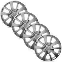 Jogo 4 Calota Modelo Esportiva Renault Sandero Prata Aro 15 Grid