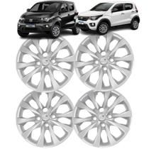Jogo 4 Calota Modelo Mobi 2021 Aro 14 Polegadas Parafuso Cubo Baixo Grid com Emblemas