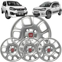 Jogo 4 Calota Modelo Uno Attractive 2015 Aro 13 Polegadas Cubo Baixo Com Emblema