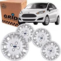 Jogo 4 Calota New Fiesta 2014 até 2018 Aro 15 Polegadas Parafuso Cubo Padrão Emblema Ford