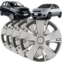 Jogo 4 Calota New March 2015 ate 2018 Aro 14 Polegadas Encaixe Pressão Grid