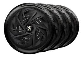 Jogo 4 Calota Nitro Aro 14 Peugeot 206 207 208 307 Preto Fosco